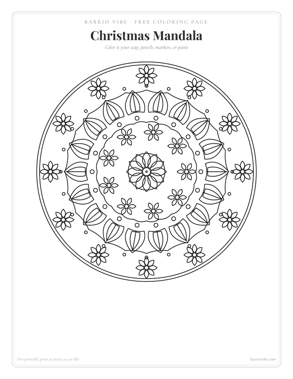 Preview of Christmas Mandala Coloring Page, Free Printable