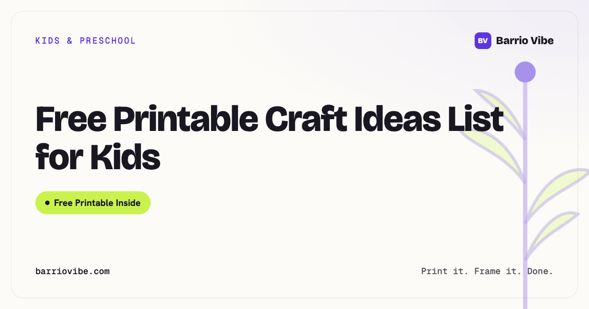Free Printable Craft Ideas List for Kids