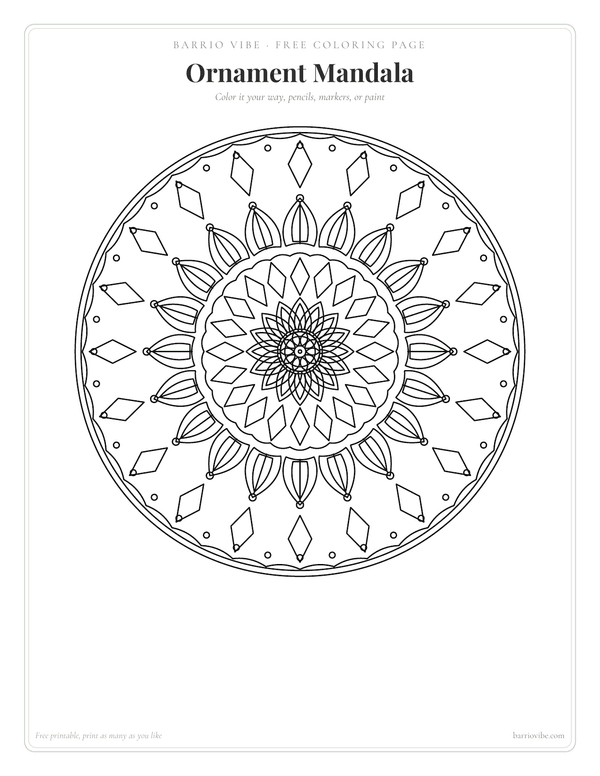 Preview of Ornament Mandala Coloring Page, Free Printable