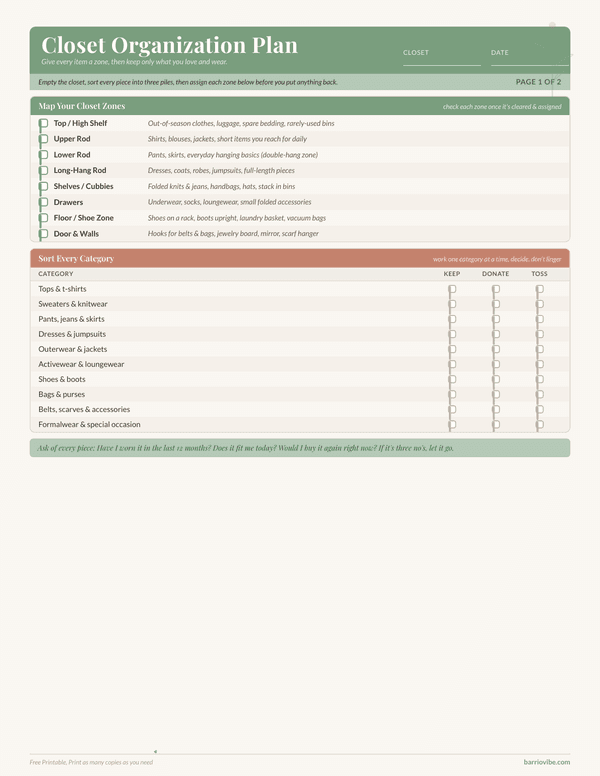 Preview of Closet Organization Plan + Labels, Free Printable