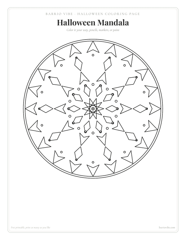 Preview of Halloween Mandala Coloring Page, Free Printable