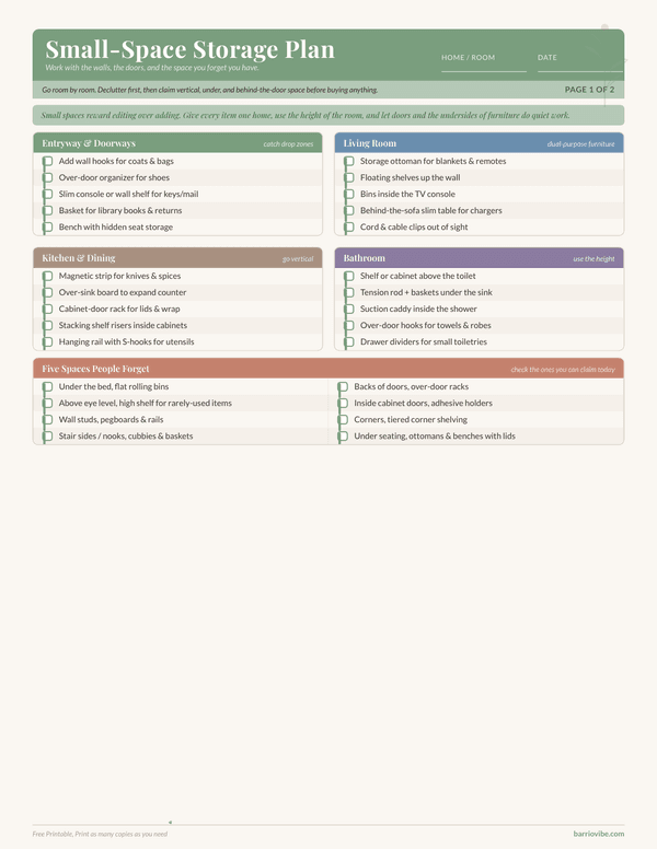 Preview of Small-Space Storage Plan, Free Printable